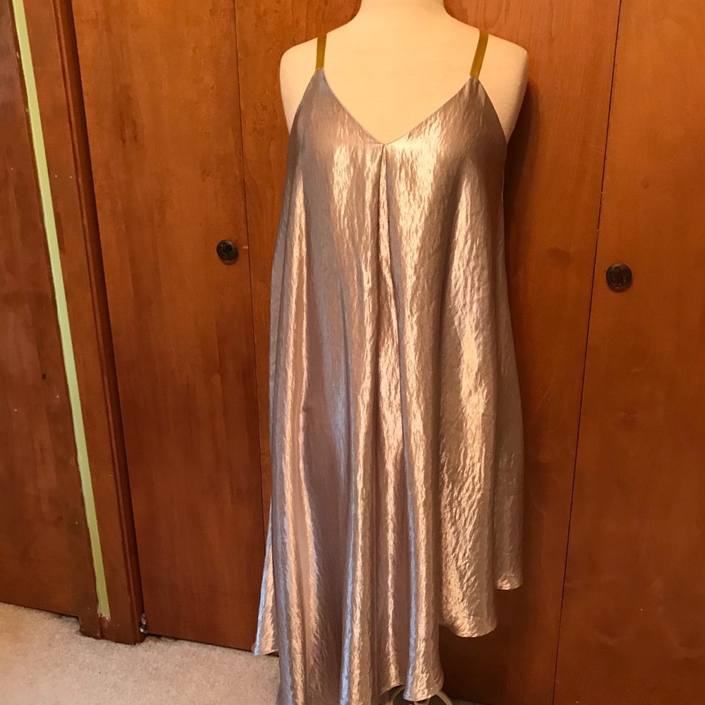 Anthropologie asymmetrical gold dress NWT